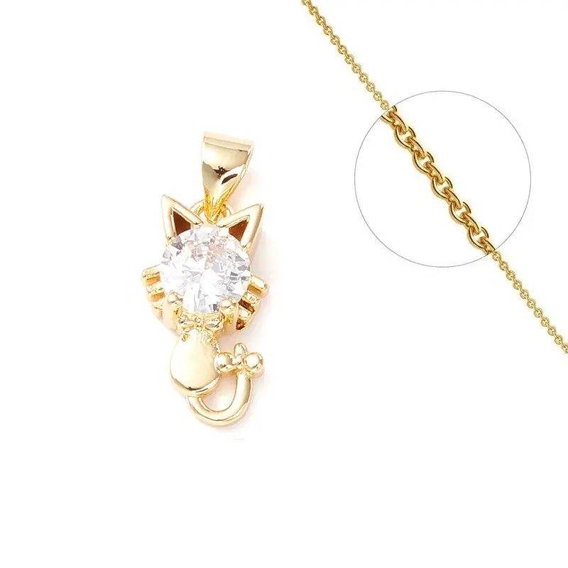 Bon Marché Collier chaîne et pendentif chaton zirconium blanc