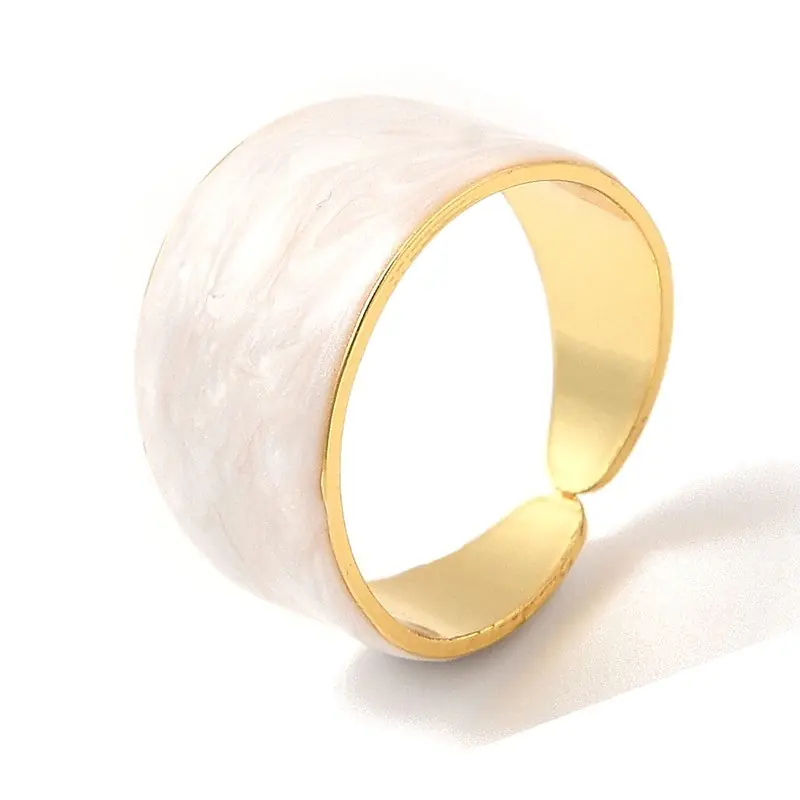 Bague femme réglable émail blanc Soldes