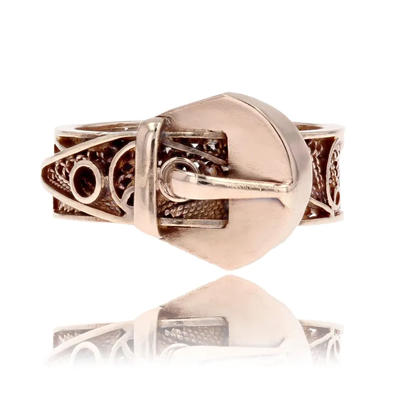 Bague ancienne en or ceinture filigranée Bon Marché