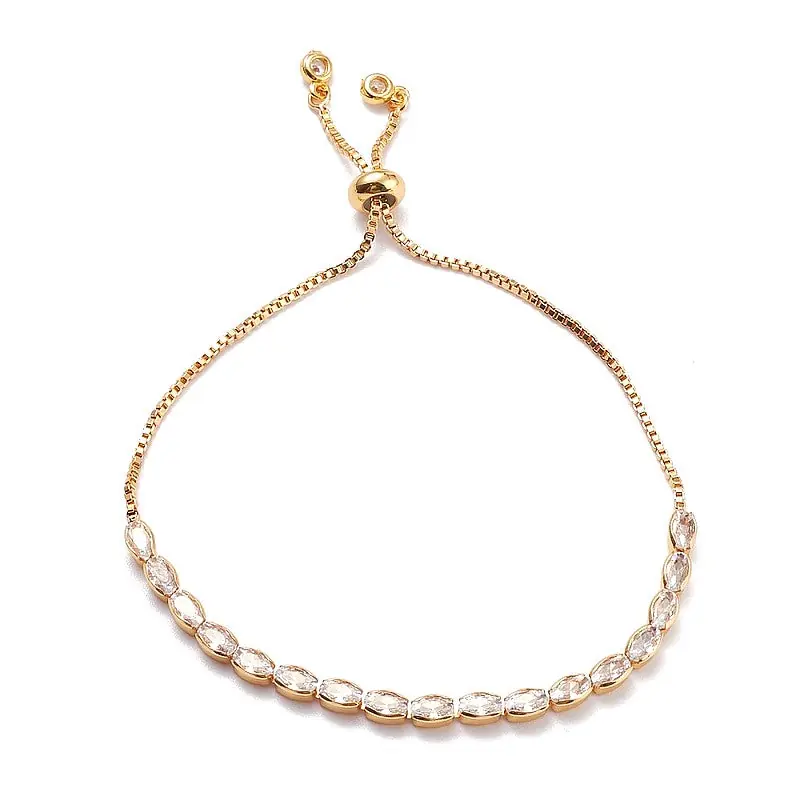 Bracelet pour femme - coulissant avec zirconiums ovales blanc Bon Marché