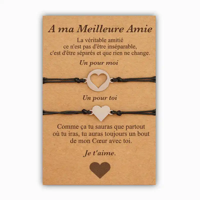À Ma Meilleure Amie-Bracelets Cœur | Jessemade Paiement Sécurisé