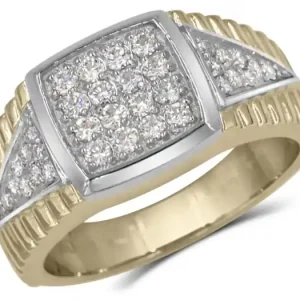 Promotion Saisonnière Bague Dignité pavé de diamants en or jaune et blanc 10k pour hommes