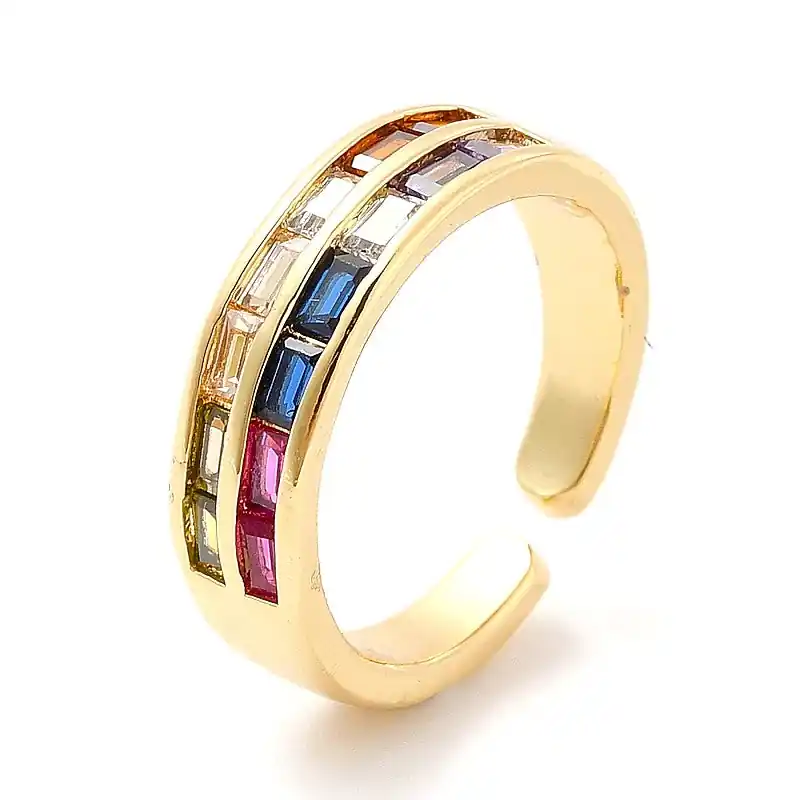 Commande En Gros Bague femme réglable alliance zirconiums couleurs sertis