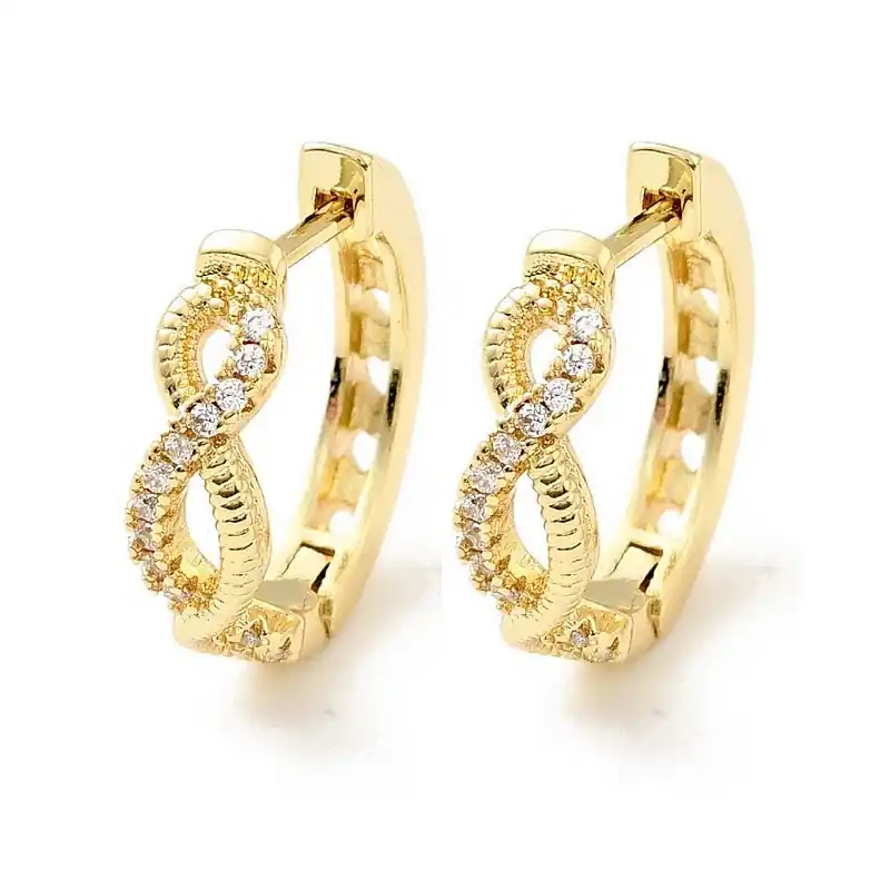 Boucles d'oreilles Créoles avec le sigle infini serti de zirconium Promotion