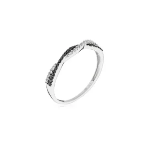 Solde Bague Or Blanc 750/1000 "En noir et blanc" Diamant 0,15ct Diamant noir