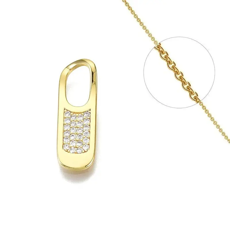 Acheter En Ligne Collier chaîne et son pendentif fermeture éclair serti de zirconiums