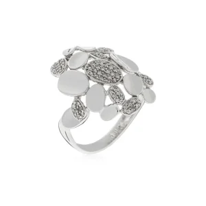 Vente Flash Bague Or Blanc 375/1000 En Folie Diamant 0,22ct