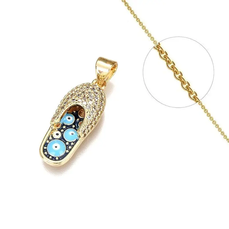 Meilleure Qualité Collier chaîne et son pendentif tong avec œil oriental serti de zirconiums