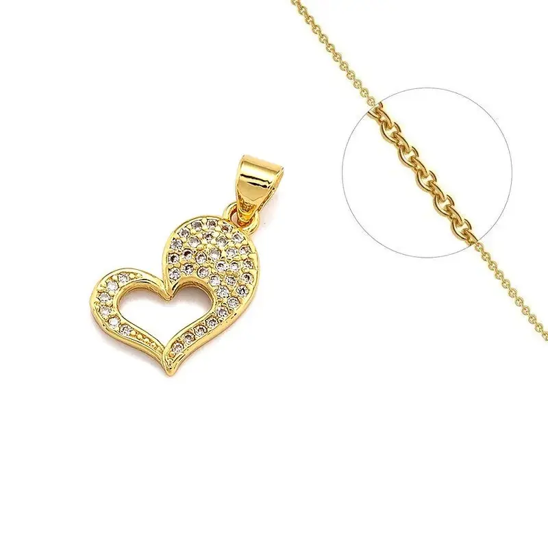 Populaire Collier chaîne et son pendentif cœur serti de zirconiums