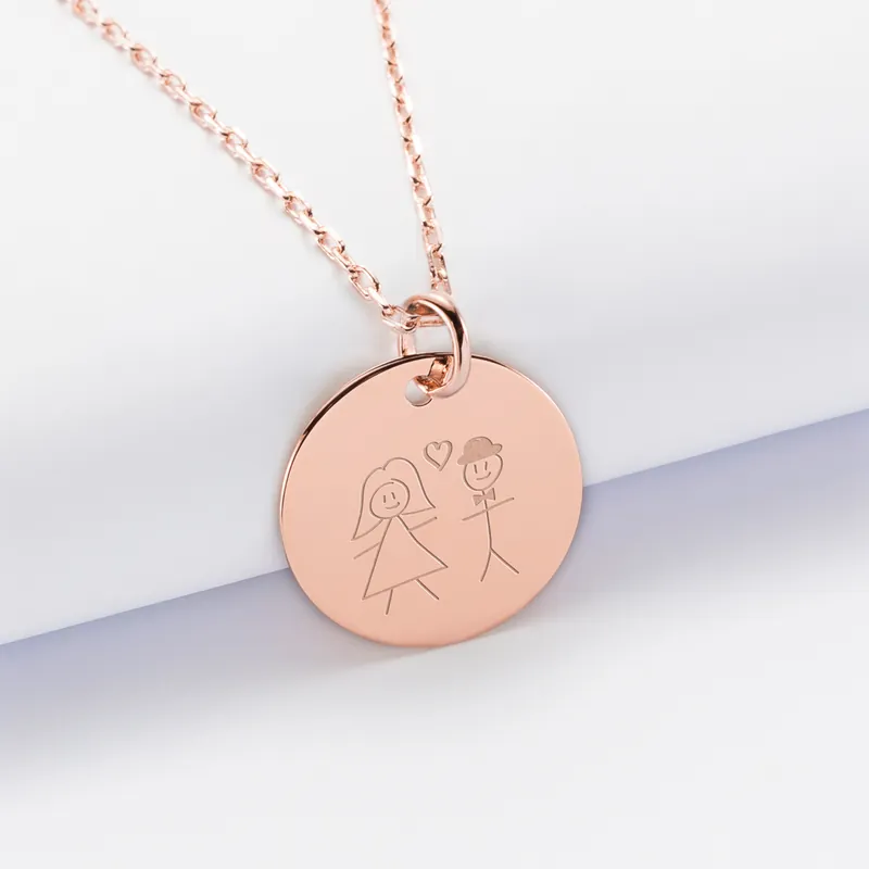 Achetez Aujourd’hui Pendentif personnalisé médaille gravée plaqué or rose 19 mm
