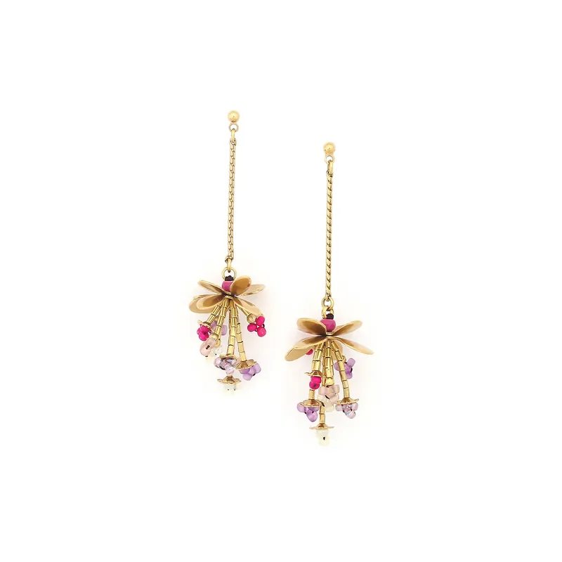 Achetez Aujourd’hui Boucles d'oreilles poussoir chaine et fleur - Estelle