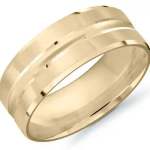 Affaire À Saisir Jonc Yacine 7 mm satiné et poli ligne concave en or jaune 10k pour homme