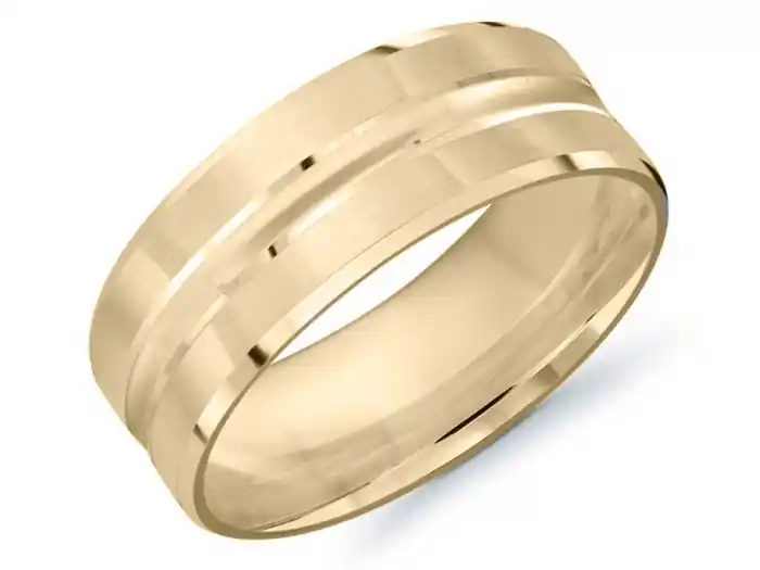 Affaire À Saisir Jonc Yacine 7 mm satiné et poli ligne concave en or jaune 10k pour homme