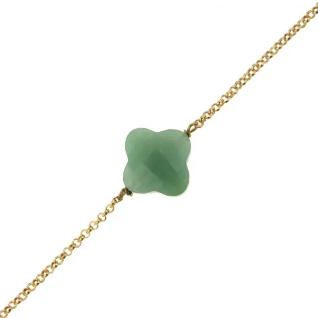 Soldes Bracelet TREFLE Plaqué Or & Aventurine | BIJOUX FEMME