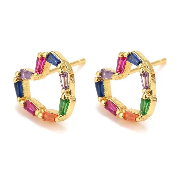 Boucles d'oreilles cœur zirconiums couleurs Nouveauté