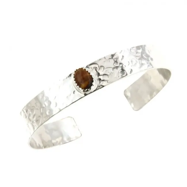 Certifié Bracelet Jonc Argent Oeil de Tigre | BIJOUX FEMME