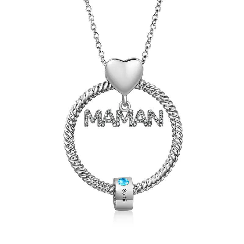 Expédié Aujourd’hui À ma Maman - Collier Personnalisé Collier Pendentif 1-5 Prénoms Personnalisés avec Pierre de naissance|Jessemade