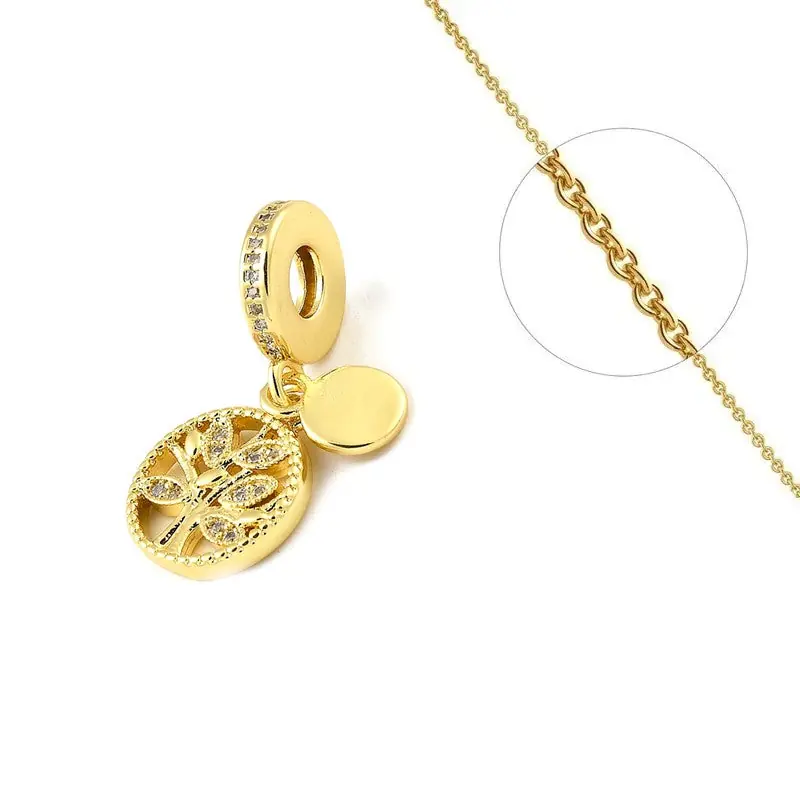 Bon Plan Collier chaîne et pendentif arbre et breloque serti de zirconiums