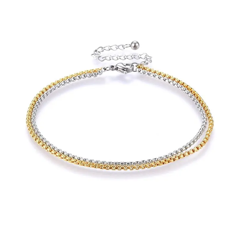 Offre Spéciale Bracelet pour femme - double rangs or et acier
