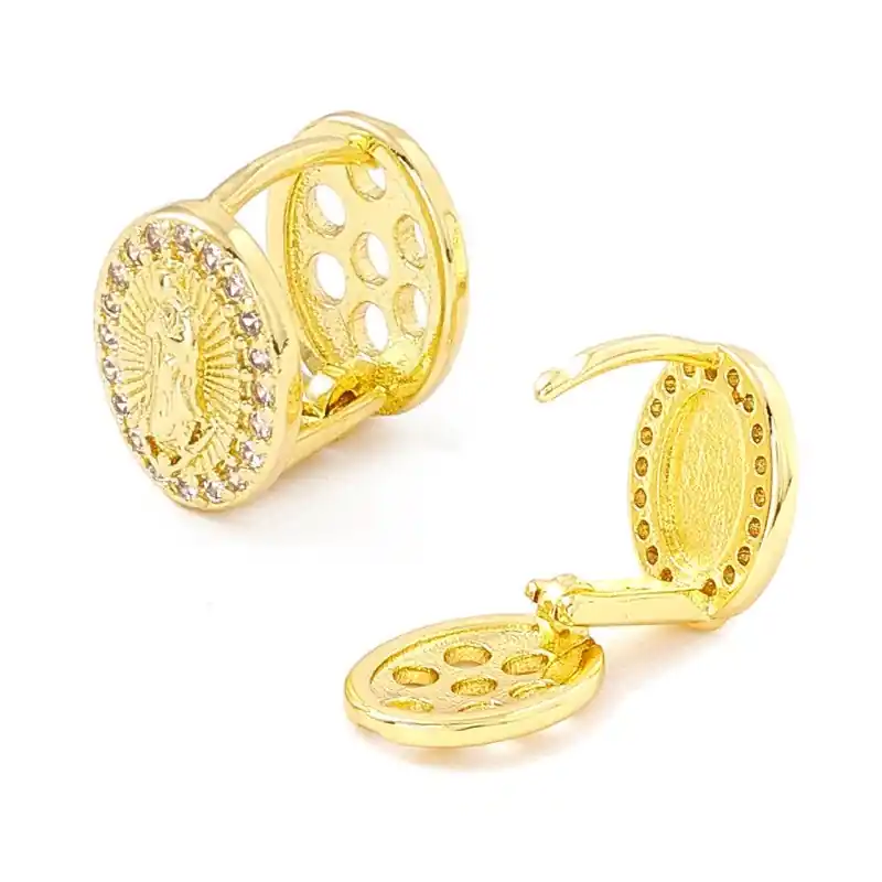 Boucles d'oreilles zirconiums vierge Marie or 10 mm Super Prix