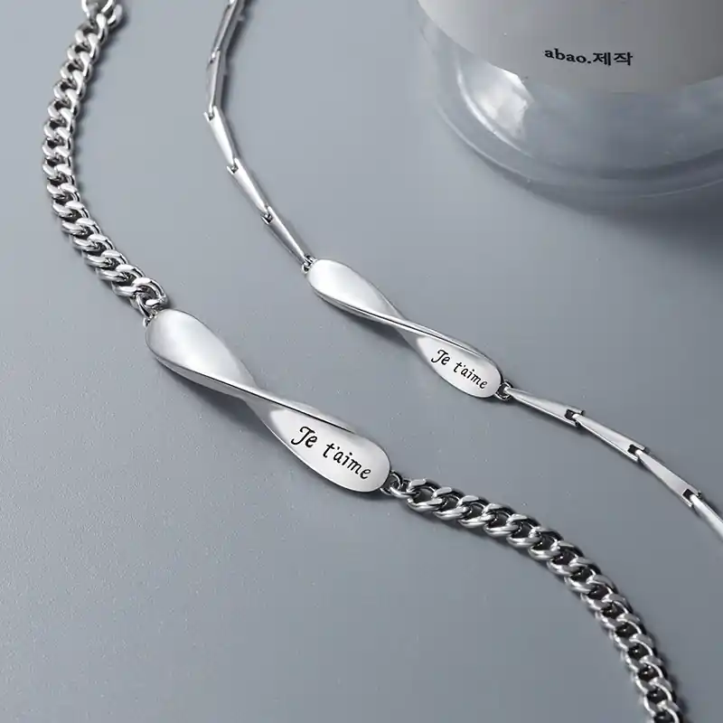 2PCS Bracelets 2 Prénoms Personnalisés Bracelet en Commun pour Couple|Jessemade Acheter Direct