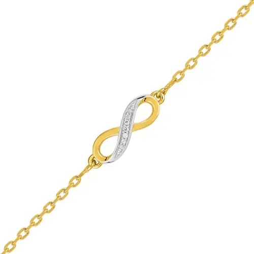 Bracelet INFINI bicolore oxydes Plaqué Or | BIJOUX FEMME Vente Flash