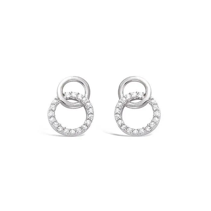 Réduction Boucles d'oreilles double cercle entremêlé avec oxydes