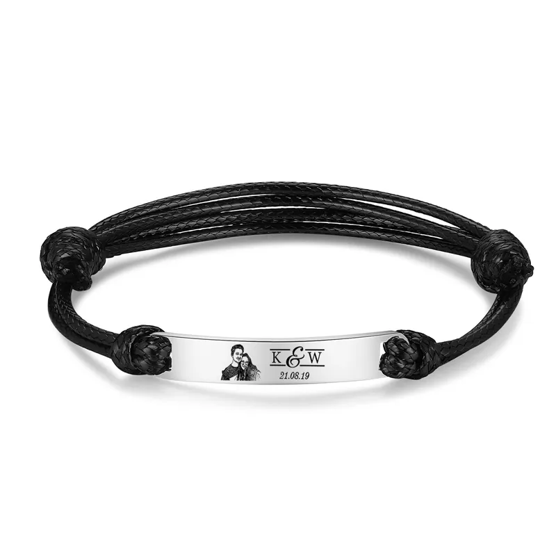 Super Prix Bracelet Initiale 2 Lettres Personnalisées avec Photo et Date pour Couple|Jessemade