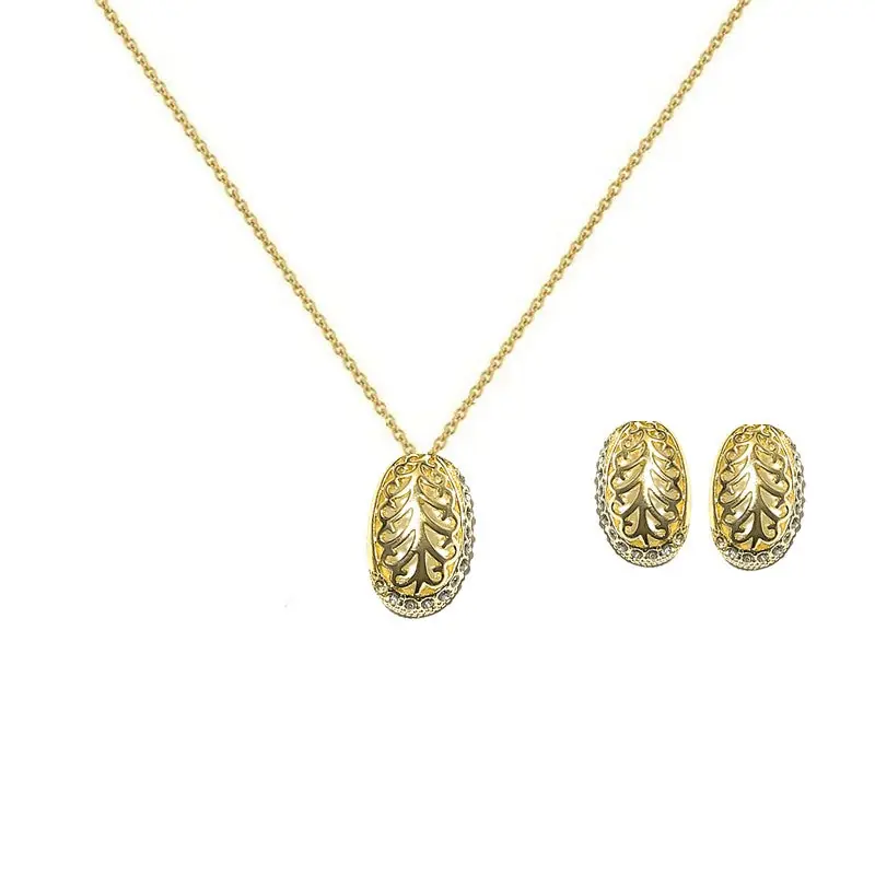 Expédié Aujourd’hui Parure pour femme - collier feuille + boucles d'oreilles assorties