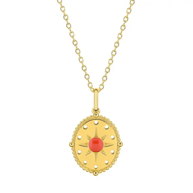Collier Médaille Soleil Corail | BIJOUX FEMME Produit De Marque