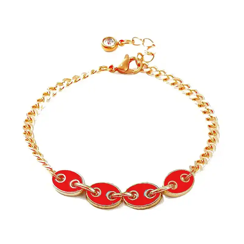 Bracelet souple grain de café breloque rouge Top Vente