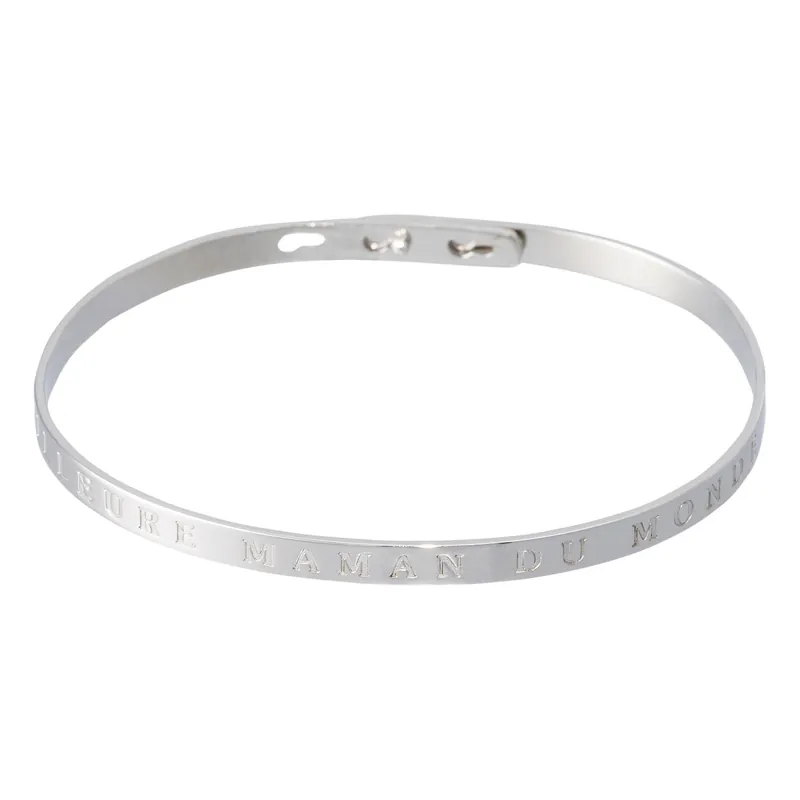Achat Immédiat Bracelet à message Meilleure Maman du Monde Laiton argenté
