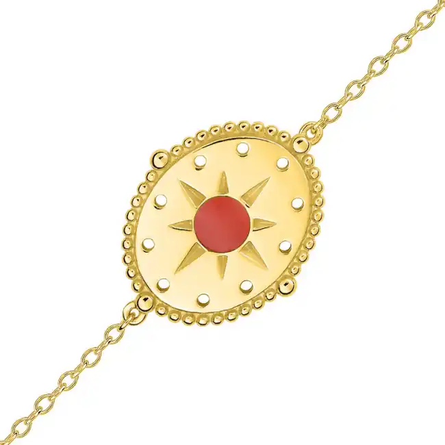 Bon Plan Bracelet INCAS Soleil Email Corail | BIJOUX FEMME