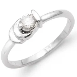 Solitaire design contemporain or blanc pour dame Nouvelle Collection