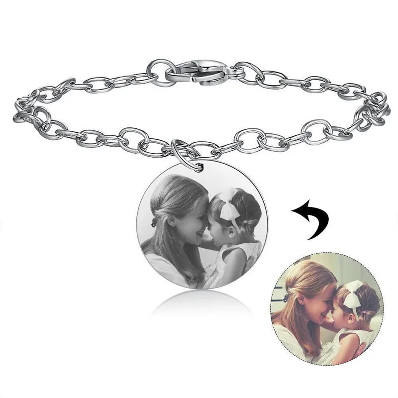 Bracelet Photo Personnalisé En Acier Inoxydable|Jessemade Expédition Rapide