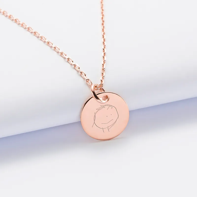 Achetez Aujourd’hui Pendentif personnalisé médaille gravée plaqué or rose 15 mm