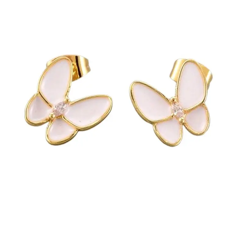 Bon Plan Boucles d'oreilles papillon nacre blanc