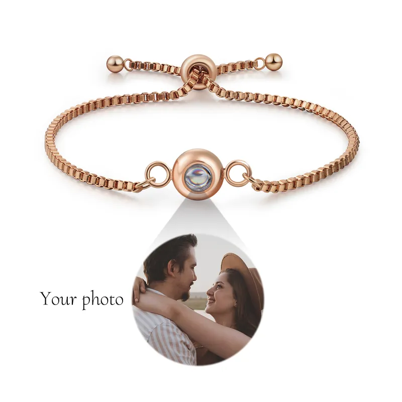 Bracelet Personnalisé avec Photo Projettée Bracelet Photo Projection Or Rose|Jessemade Prix Réduit
