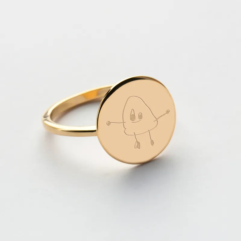 Produit De Marque Bague plateau personnalisée plaqué or médaille gravée 15 mm