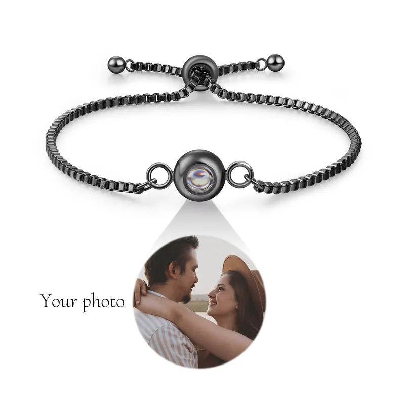 Bracelet Personnalisé avec Photo Projettée Bracelet Photo Projection Noir|Jessemade Offre Spéciale