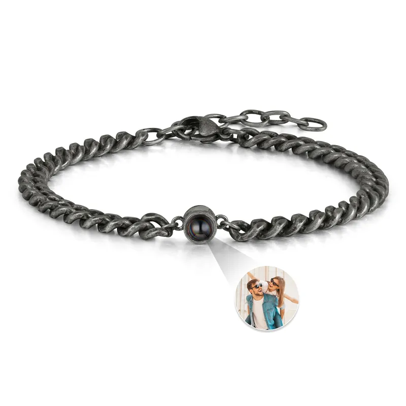 Expédié Aujourd’hui Bracelet en Acier Inoxydable Personnalisé Bracelet Photo Projection Noir|Jessemade