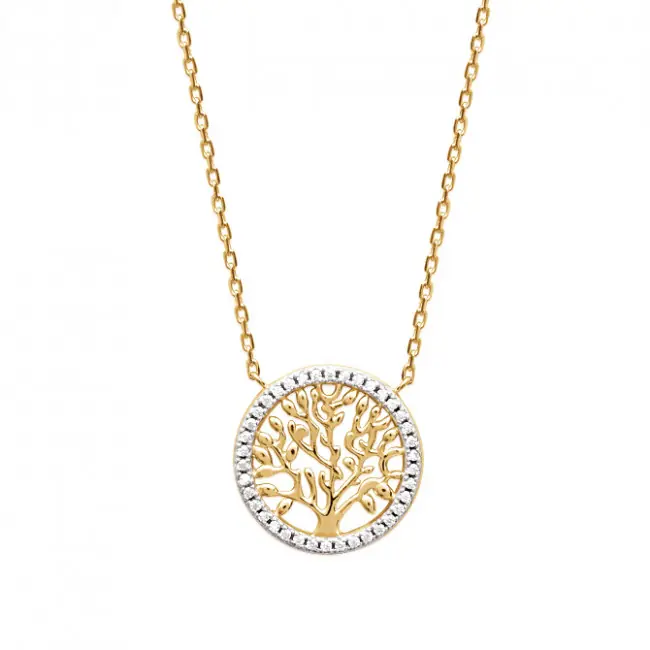 Achat Immédiat Collier ARBRE DE VIE oxydes Plaqué Or | BIJOUX FEMME