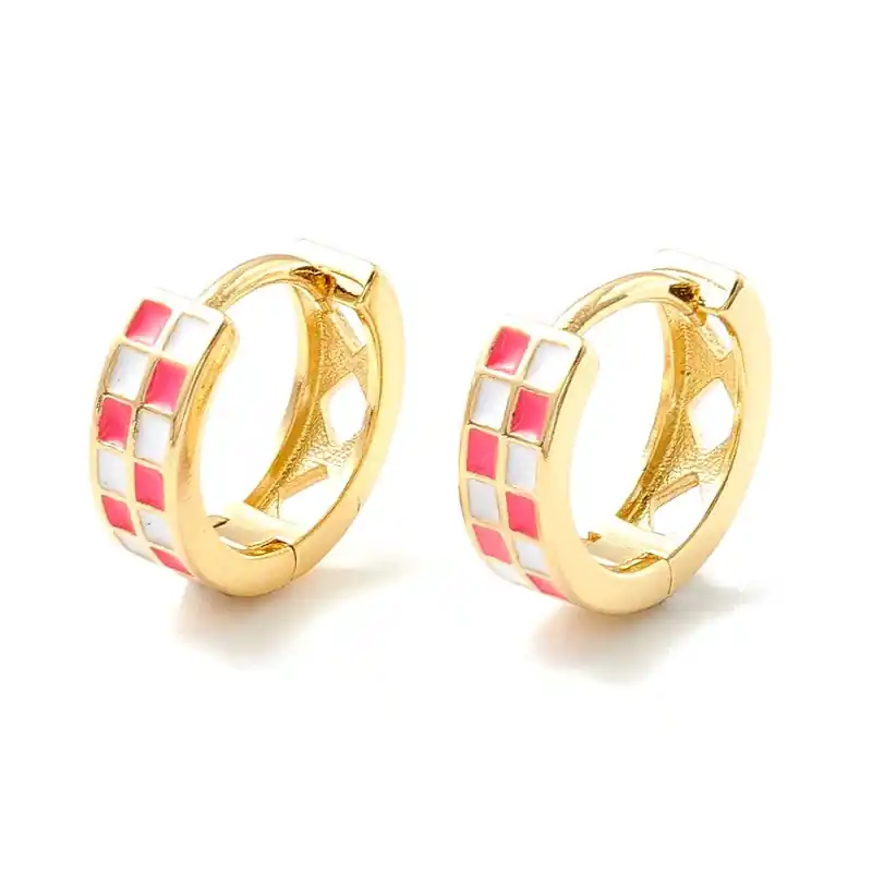 Exclusif Boucles d'oreilles Créoles nacre rose et blanc