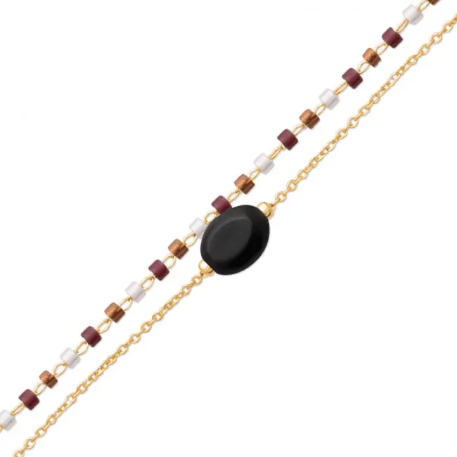 Bracelet Plaqué Or AGATE Double rang | BIJOUX FEMME Paiement Sécurisé