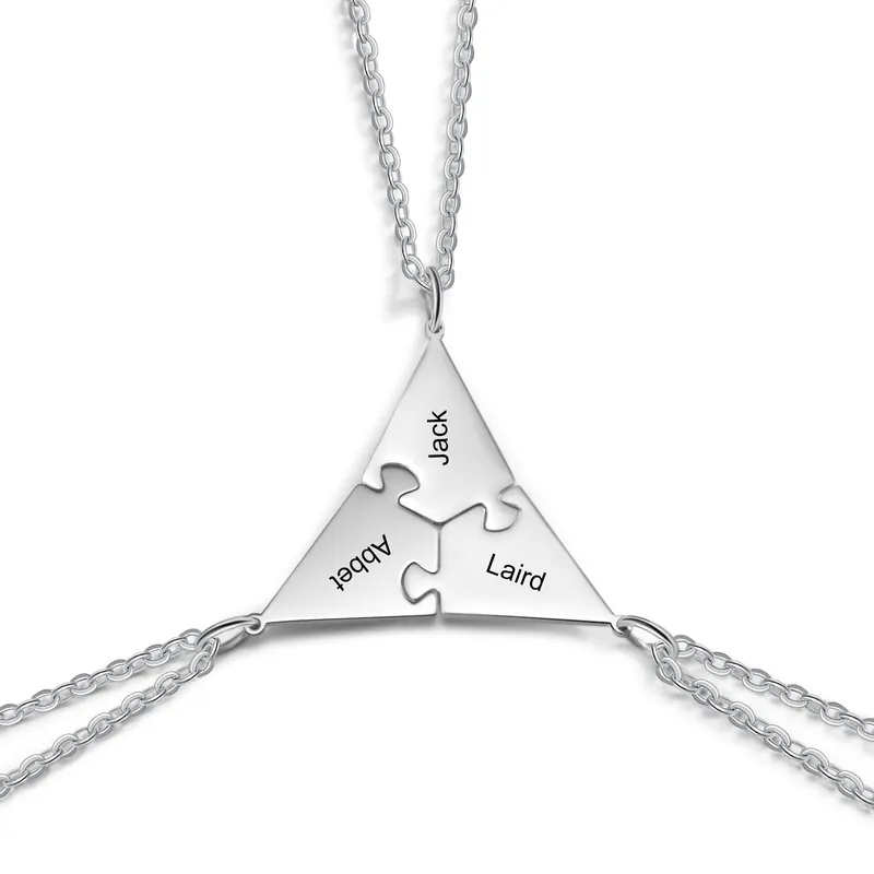Meilleure Qualité Collier Personnalisé puzzle avec 3 Prénoms pour Amis/Famille| Jessemade