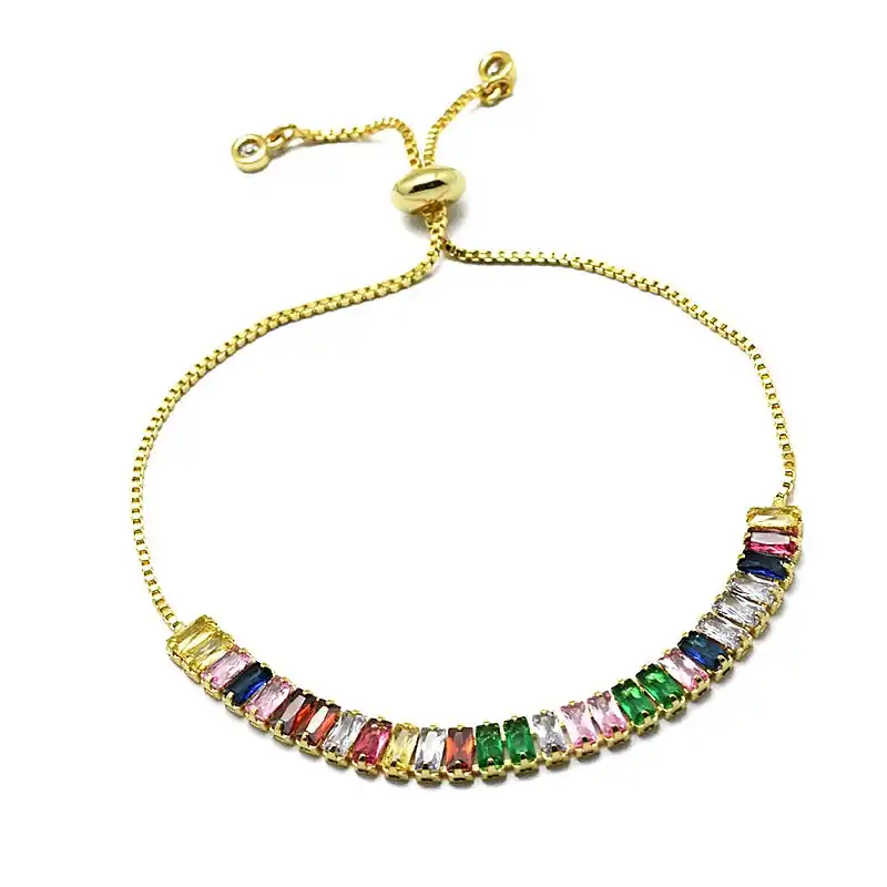 Bracelet souple or chaîne bolo coulissante perles de verre Dernière Chance