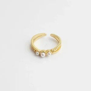 Meilleure Qualité Trois Perles - Bague - Acier inoxydable - Ajustable