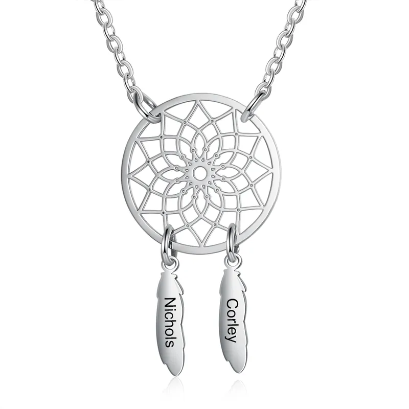 Top Vente Collier Capteur de rêves 2 Prénom Personnalisé Attrape-Rêves