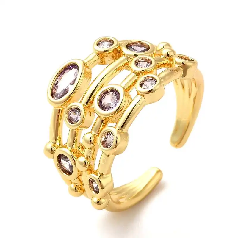 Fait Main Bague femme réglable multitude de diamants CZ