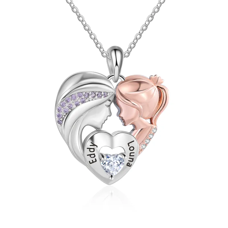 Collier mère et fille Cœur 2 Prénoms Personnalisé Haute Qualité